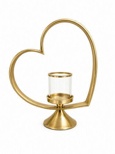Heart glass candle holder - Clear