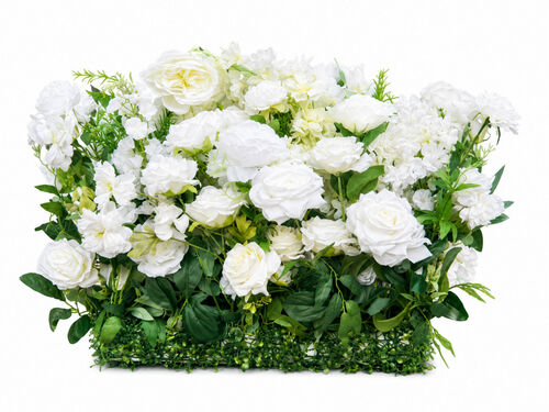 Centerpiece white flower with greenery on bottom - White/Greenery - Rectangular