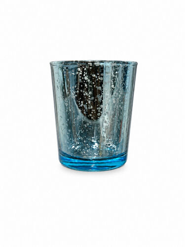 Candle holders (rim crystal)  - Blue - 2-inch each
