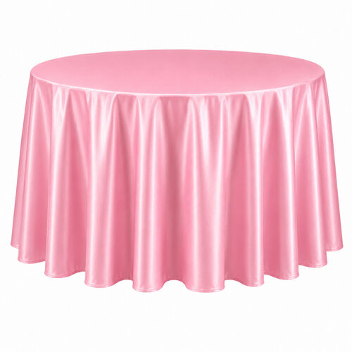 Table cloth (satin) - Pink - 120-inch round