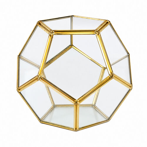 Pentagon vase (gold rim glass) - Clear/Gold rim - 5-inch