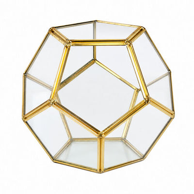 Pentagon vase (gold rim glass) - Clear/Gold rim - 5-inch
